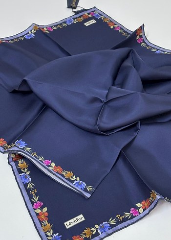 Siyah Kadın twill İpek Eşarp - Levidor - Görsel 3