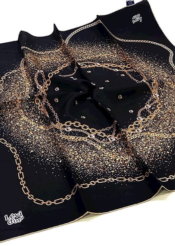 Siyah Kadın twill İpek Eşarp - Levidor - Görsel 5