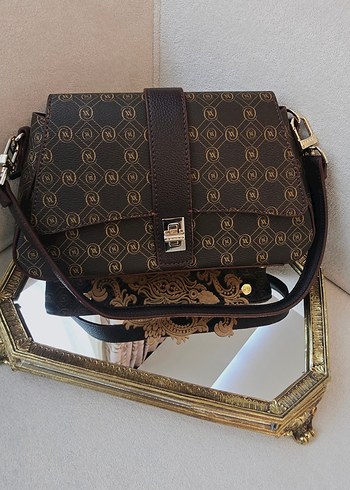 Zincir Detaylı Modern Klasik Kahverengi Deri Çanta - Görsel 2