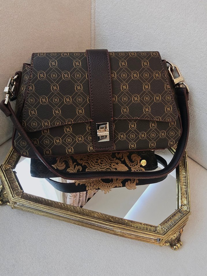 Zincir Detaylı Modern Klasik Kahverengi Deri Çanta - Görsel 2