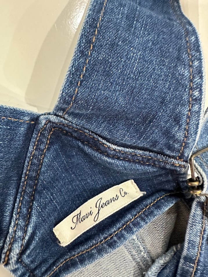 Koyu Mavi Denim Askılı Tulum - Görsel 2