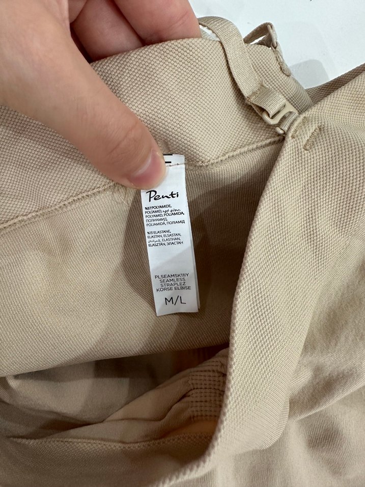 Bej Düz Desenli elbise Korsesi - Görsel 2