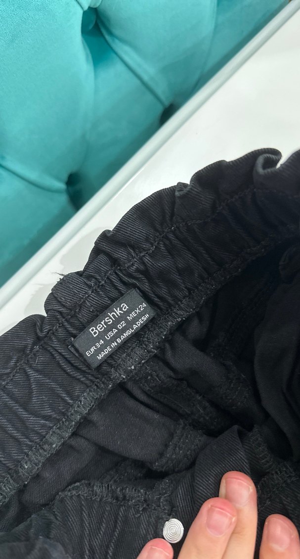 Siyah Bol Kesim Midi Kadın Kot Pantolon - Görsel 2