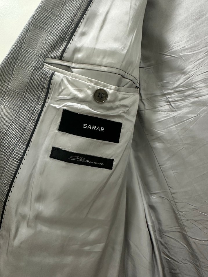 Gri Ekose Desenli Erkek Takım Ceketi - Görsel 2