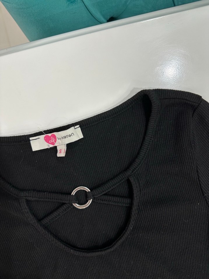 Uzun Kollu Siyah Basic Kadın bluz - Görsel 2