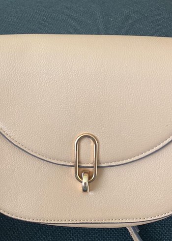 Zincir Detaylı Bej Deri Kadın Çanta - Görsel 2