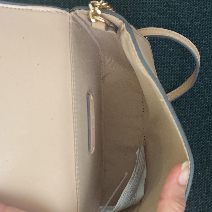 Zincir Detaylı Bej Deri Kadın Çanta - Görsel 4