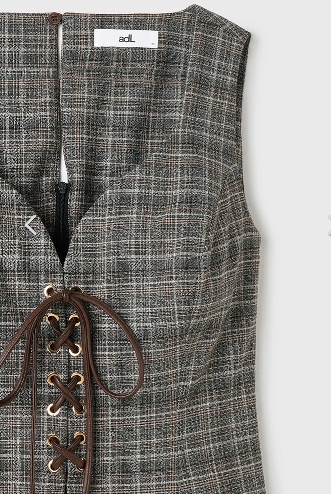 Kahverengi Ekose Kemerli Midi Yelek - Görsel 3