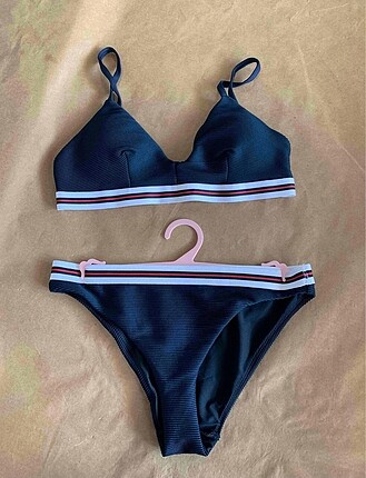 H&M H&M Lacivert Şeritli Bikini Takımı