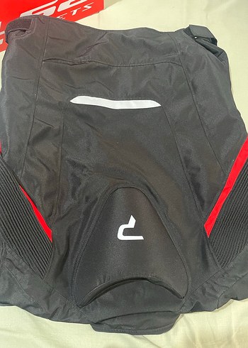 Fermuarlı Kırmızı Gri Biker Erkek Mont - Görsel 3