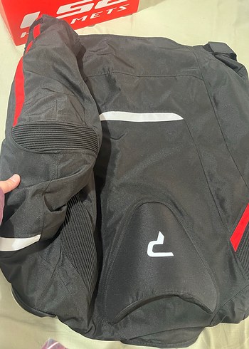 Fermuarlı Kırmızı Gri Biker Erkek Mont - Görsel 5