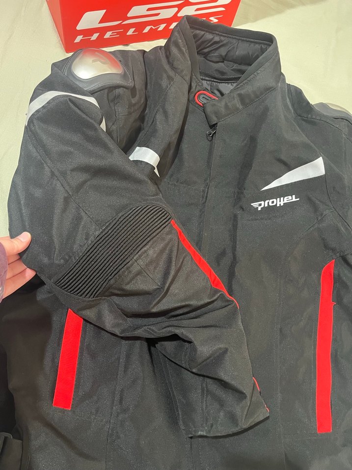 Fermuarlı Kırmızı Gri Biker Erkek Mont - Görsel 4