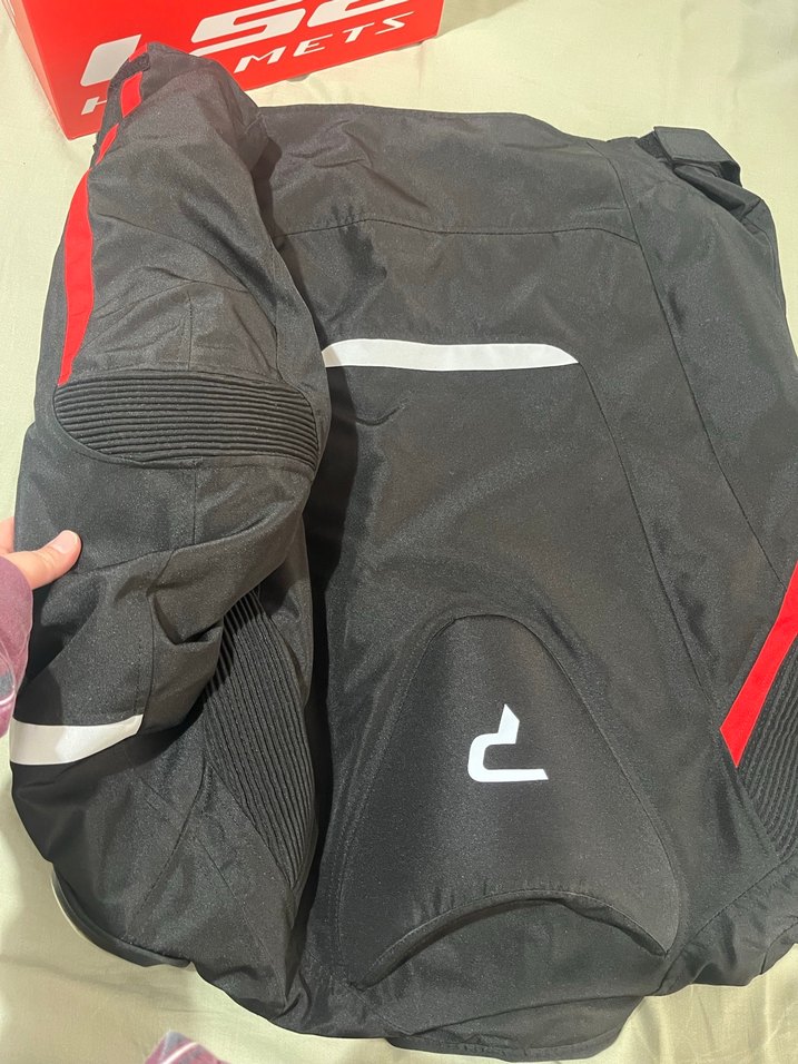 Fermuarlı Kırmızı Gri Biker Erkek Mont - Görsel 5