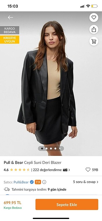 pull & bear cepli suni deri blazer