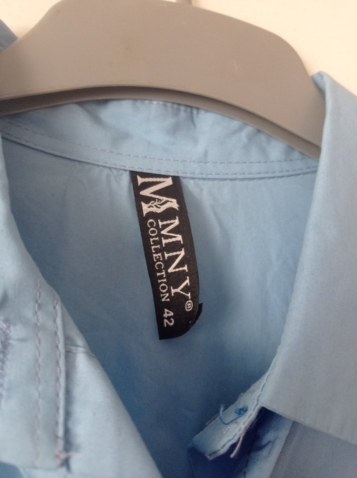 Mavi Keten Uzun Kollu Gömlek - Görsel 5