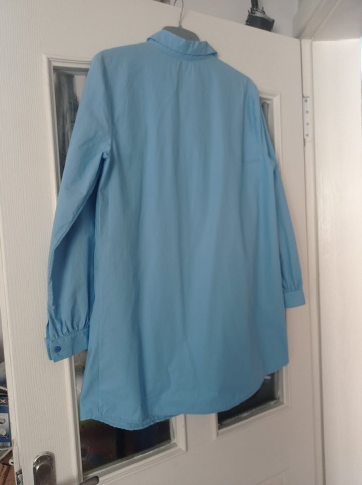 Mavi Keten Uzun Kollu Gömlek - Görsel 2