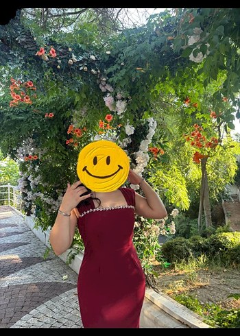 Kırmızı Parlak Midi Elbise - Görsel 5