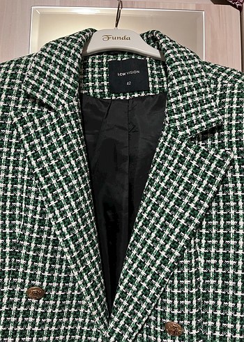 Yeşil Kareli Kadın Blazer Ceket - Görsel 2