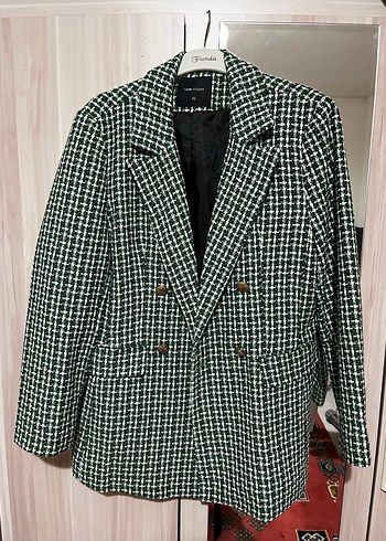 Yeşil Kareli Kadın Blazer Ceket - Görsel 3