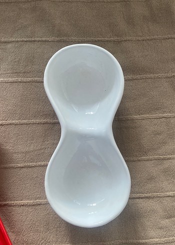 Kırmızı ve Beyaz Seramik Sunum Tabağı Seti - Görsel 5