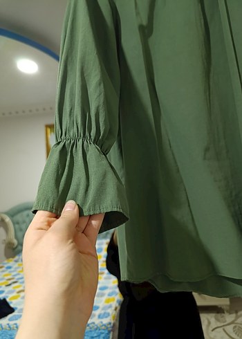 38 Beden yeşil Renk Haki Renk Yüksek Yakalı tunik