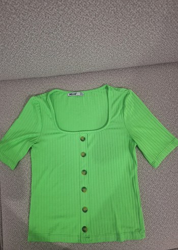 Diğer Canli Yesil Fitilli Kisa Kollu Bluz