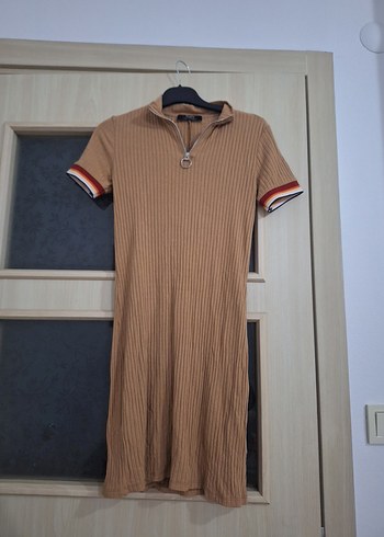 Bershka Siklik Ve Rahatlik Camel Fitilli Polo Elbise
