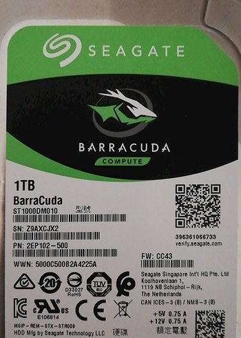 Seagate BarraCuda 1TB Dahili Sabit Disk
