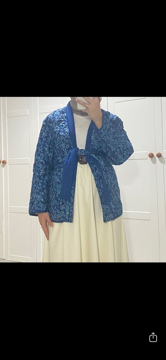 Uzun Lacivert Bağlamalı Bohem Kimono - Görsel 3