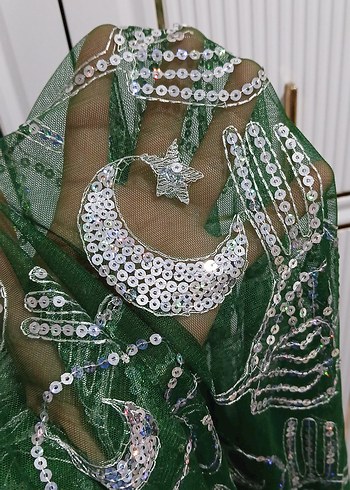 Yeşil Parlak Bohem Kadın Şal - Görsel 3