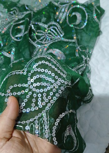 Yeşil Parlak Bohem Kadın Şal - Görsel 6