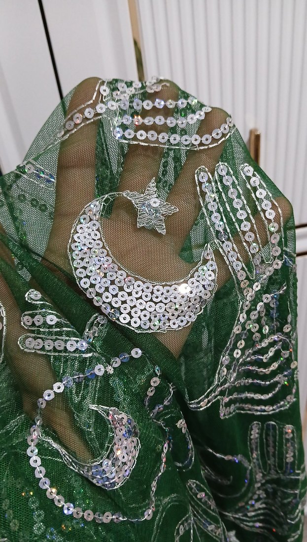 Yeşil Parlak Bohem Kadın Şal - Görsel 3