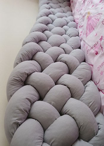 Gri Örgü Desenli Emzirme Yastığı ve çocuk yatak kenar korumalık - Görsel 11