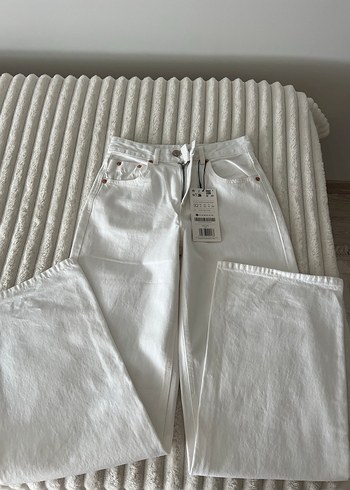 32 Beden Beyaz Regular Fit Kadın Kot Pantolon