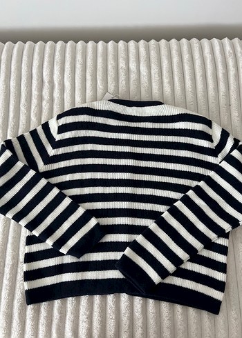 universal Beden beyaz Renk Düğmeli Çizgili Kadın Denim Hırka