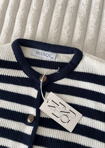 Diğer Düğmeli Çizgili Kadın Denim Hırka