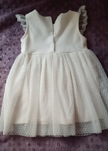 Kız Çocuk Beyaz Fırfırlı Pamuklu Elbise - Görsel 3