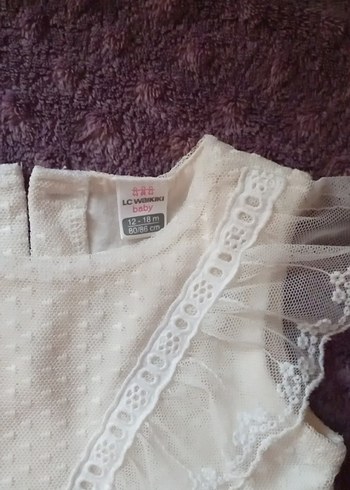 Kız Çocuk Beyaz Fırfırlı Pamuklu Elbise - Görsel 2