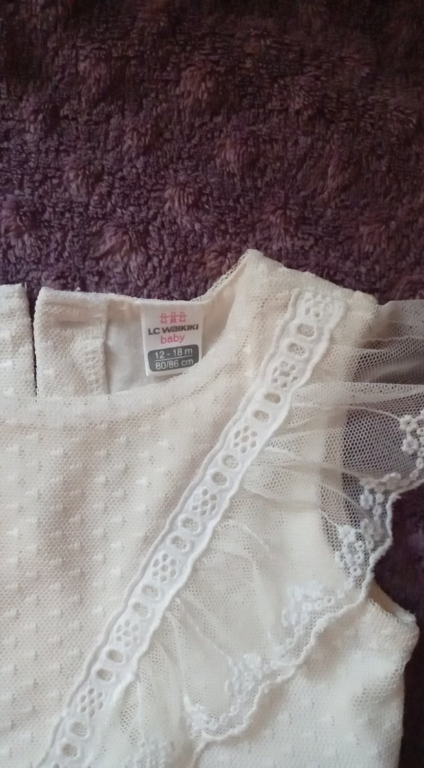 Kız Çocuk Beyaz Fırfırlı Pamuklu Elbise - Görsel 2