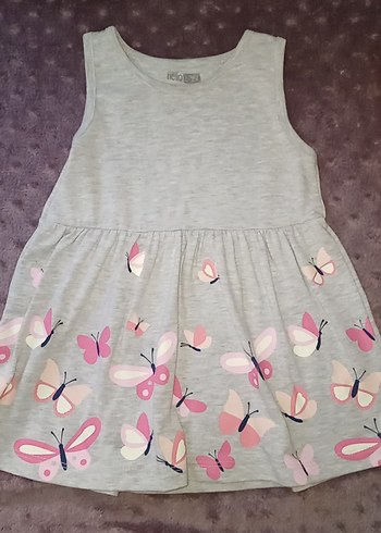 Kız Çocuk Pamuklu Renkli Baskılı Elbise - Görsel 2