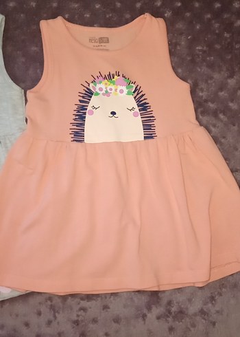 Kız Çocuk Pamuklu Renkli Baskılı Elbise - Görsel 3