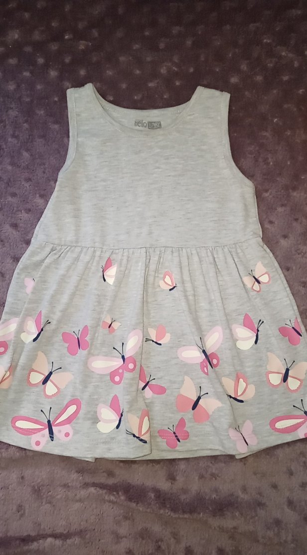 Kız Çocuk Pamuklu Renkli Baskılı Elbise - Görsel 2