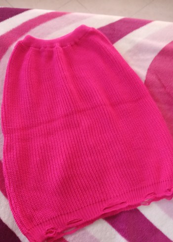 Pembe Örgü Kız Çocuk Eteği
