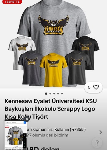 Orjinal Kennesaw State owls t-shirt L - Görsel 5