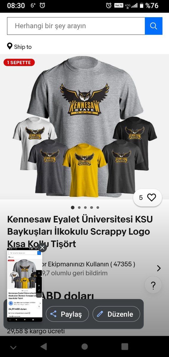 Orjinal Kennesaw State owls t-shirt L - Görsel 5