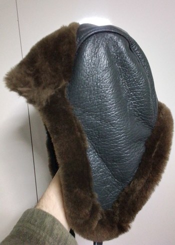 Ushanka gerçek kuzu derisi pilot şapka - Görsel 2