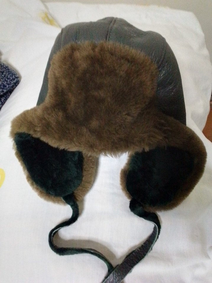 Ushanka gerçek kuzu derisi pilot şapka - Görsel 3