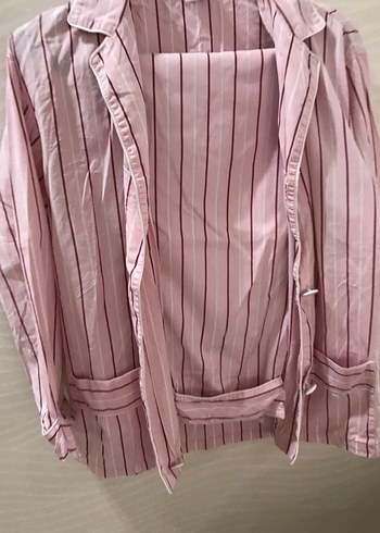 Pembe Çizgili Pamuklu pijama takımı - Görsel 2