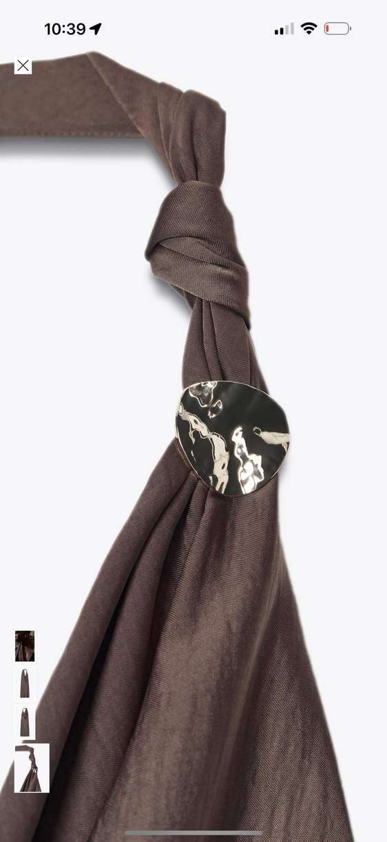 Zara Kahverengi Uzun V Yaka Elbise - Görsel 4