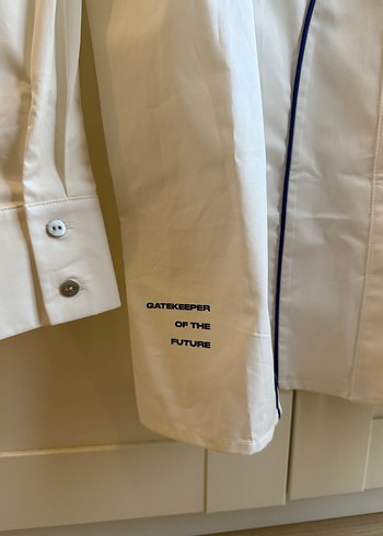 KNTLGY Kadın Beyaz Pamuklu Baskılı Gömlek - Görsel 3